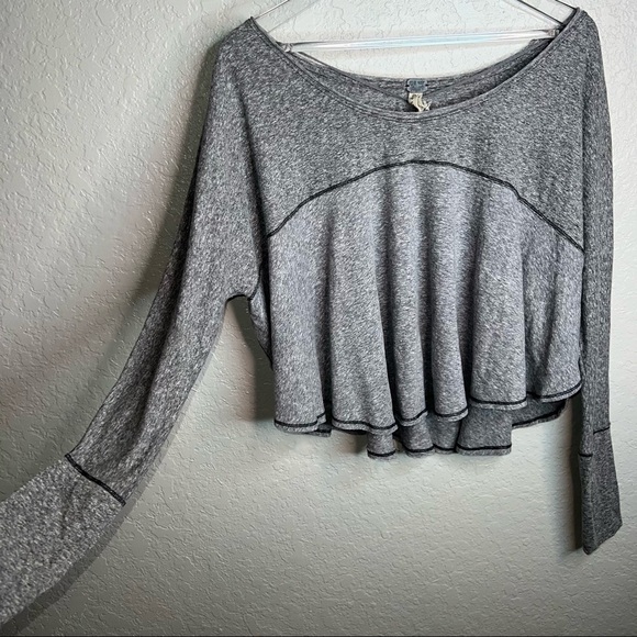 Free People We The Free Drape Boxy Top W/Wide Neck Neck Dolman Long Sleeve - Picture 3 of 10